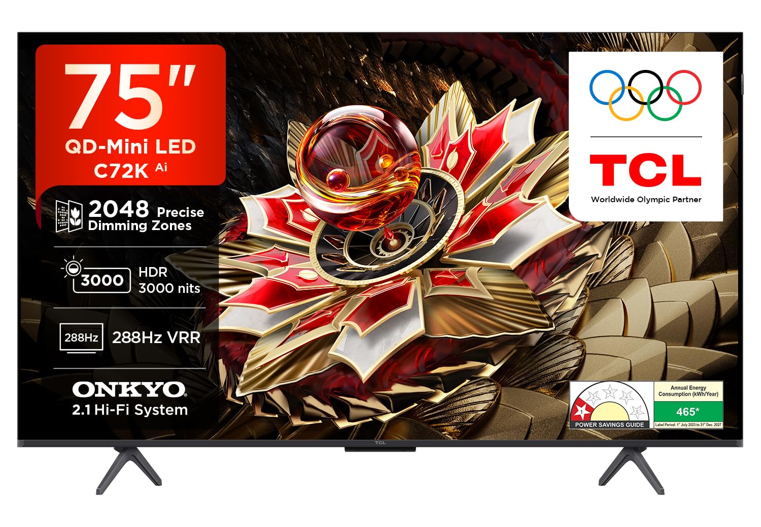 TCL 189 cm (75 inches) 4K UHD Smart QD-Mini LED Google TV 75C72K