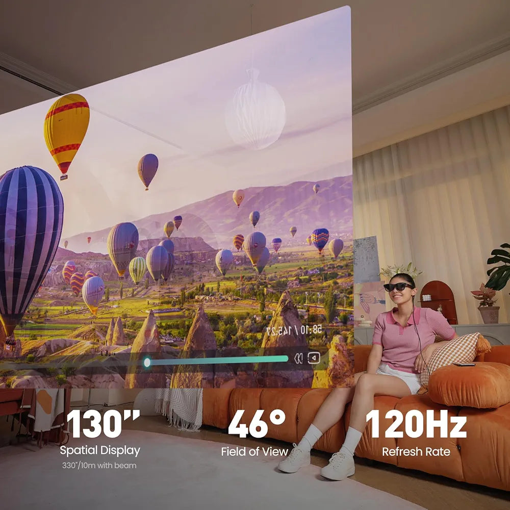 XREAL Air AR Glasses, Smart Glasses with Massive 201" Micro-OLED Virtual Theater, Augmented Reality Glasses, Watch, Stream, and Game On PC/Android/iOS–Consoles & Cloud Gaming Compatible, Black