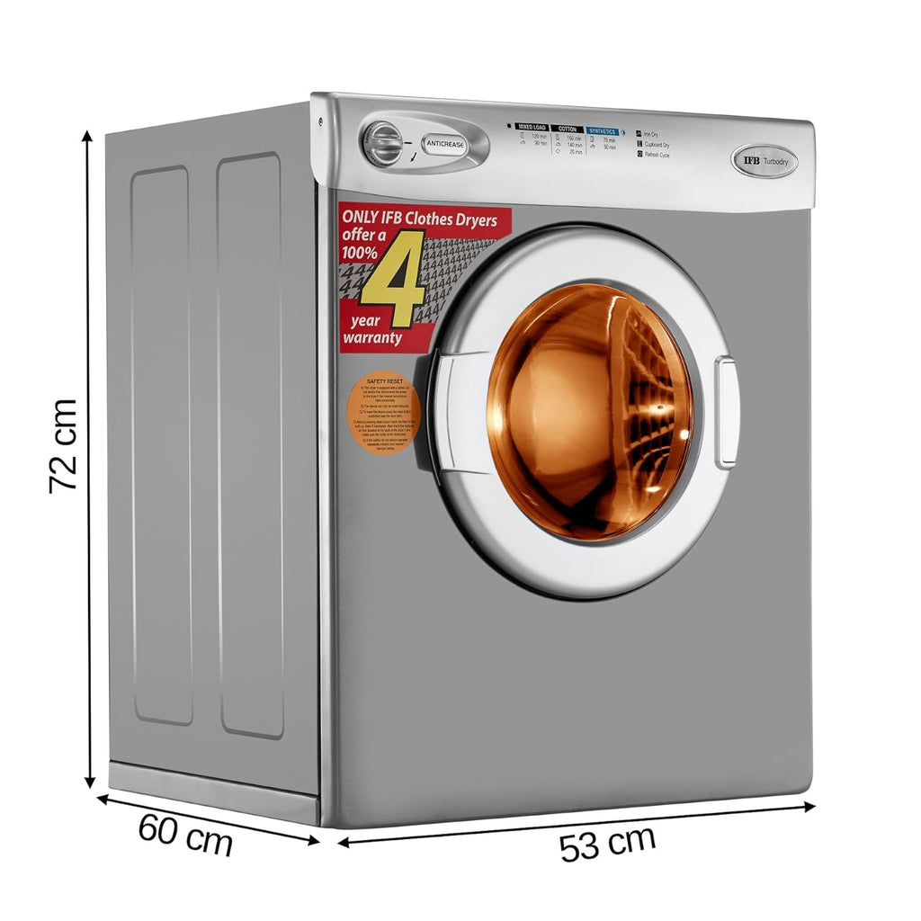 IFB 5.5 kg Fully-automatic Dryer (TURBO DRY EX, Silver, Wall Mountable,Anti crease)