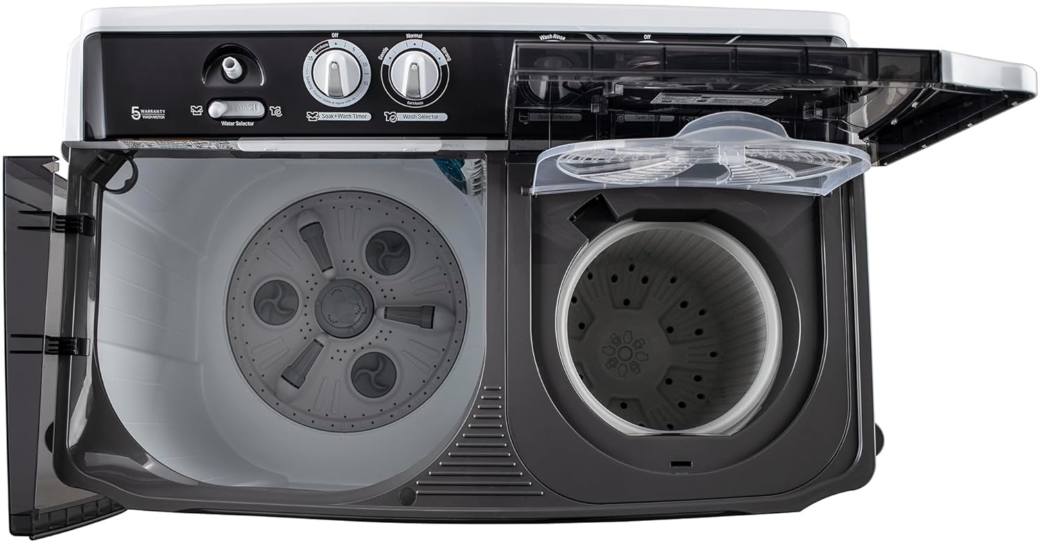 LG 9.5 kg 5 Star Wind jet dry Semi-Automatic Top Load Washing Machine (P955ASGAZ, Dark Gray, Roller Jet Pulsator)