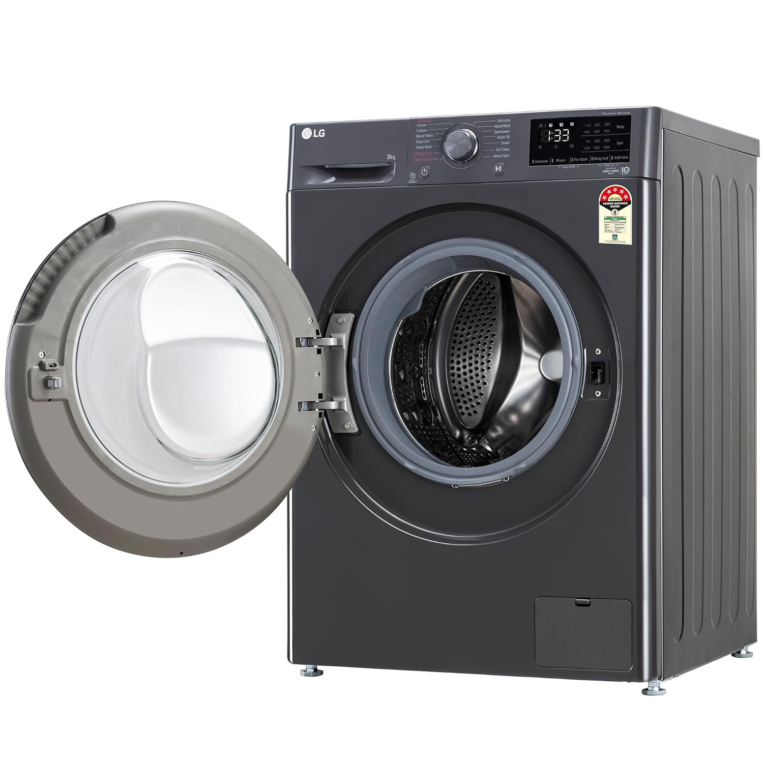 LG 8 Kg, 5 Star, AI Direct Drive Technology, Steam & 6 Motion DD Fully-Automatic Front Load Washing Machine (FHP1208Z3M, Intelligent & Convenient Fabric Care, Allergy Care, Middle Black)