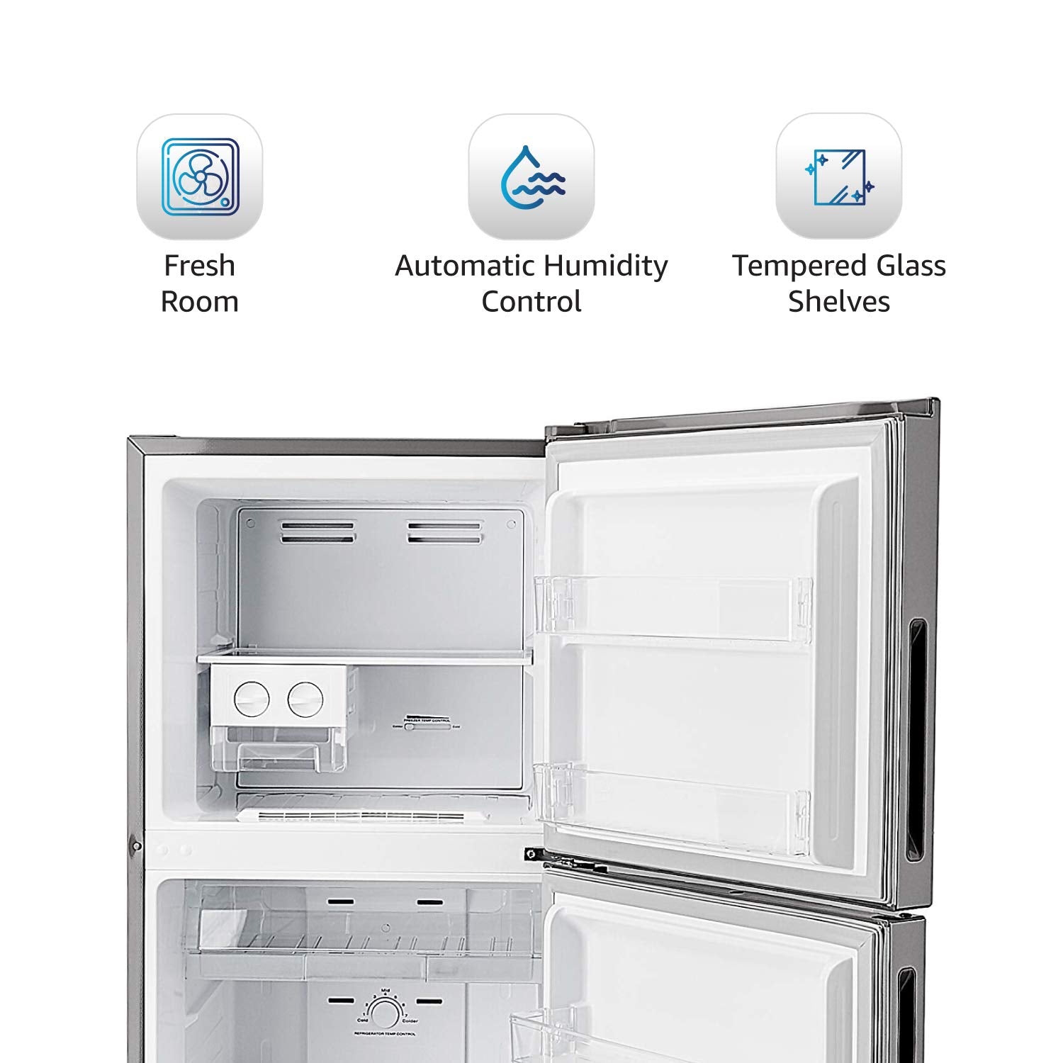 AmazonBasics 411 L 2 star Frost Free Double Door Refrigerator (Multi-airflow system, 2022 Model) (Minor Used)
