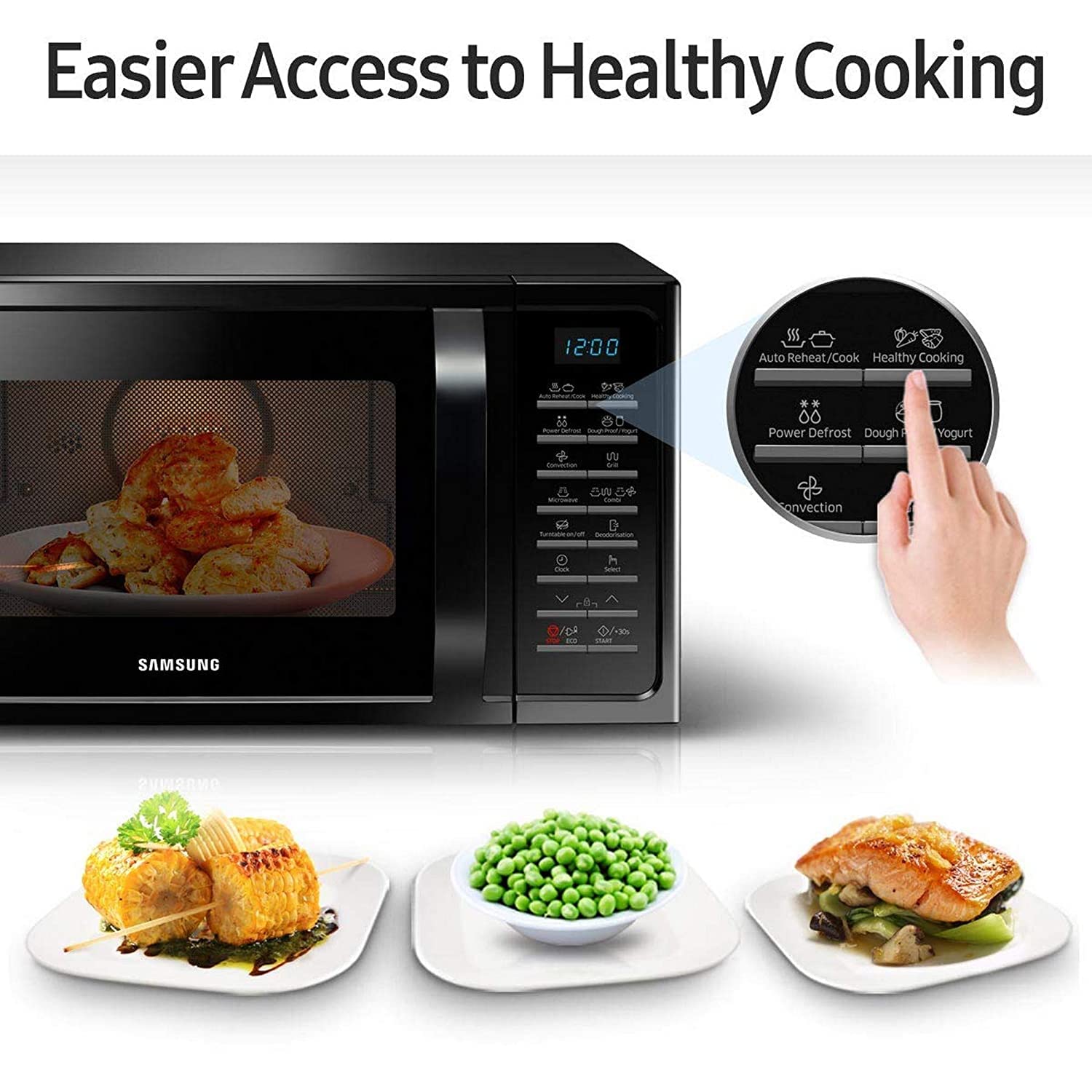 Samsung 28L, Convection Microwave Oven with Curd Making(MC28A5013AK/TL, Black)