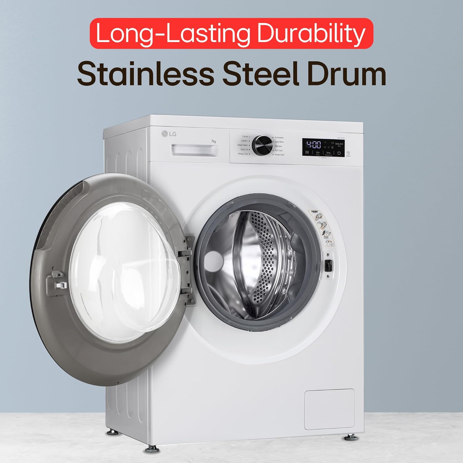 LG 7 Kg 5 Star Steam, Inverter Direct Drive Technology, 6 Motion DD, Fully-Automatic Front Load Washing Machine (FHB1207Z2WB, Dial + Full Touch Buttons & LED Display, Essence White)