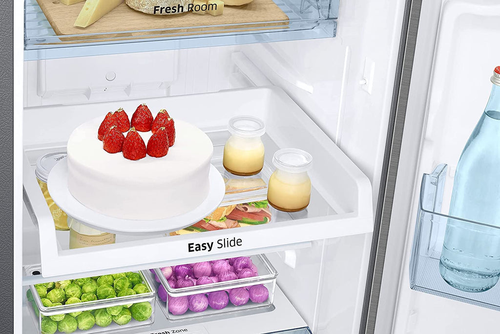 Samsung 236 L, 3 Star, Digital Inverter, Frost Free Double Door Refrigerator (RT28C3053S8/HL, Silver, Elegant Inox)