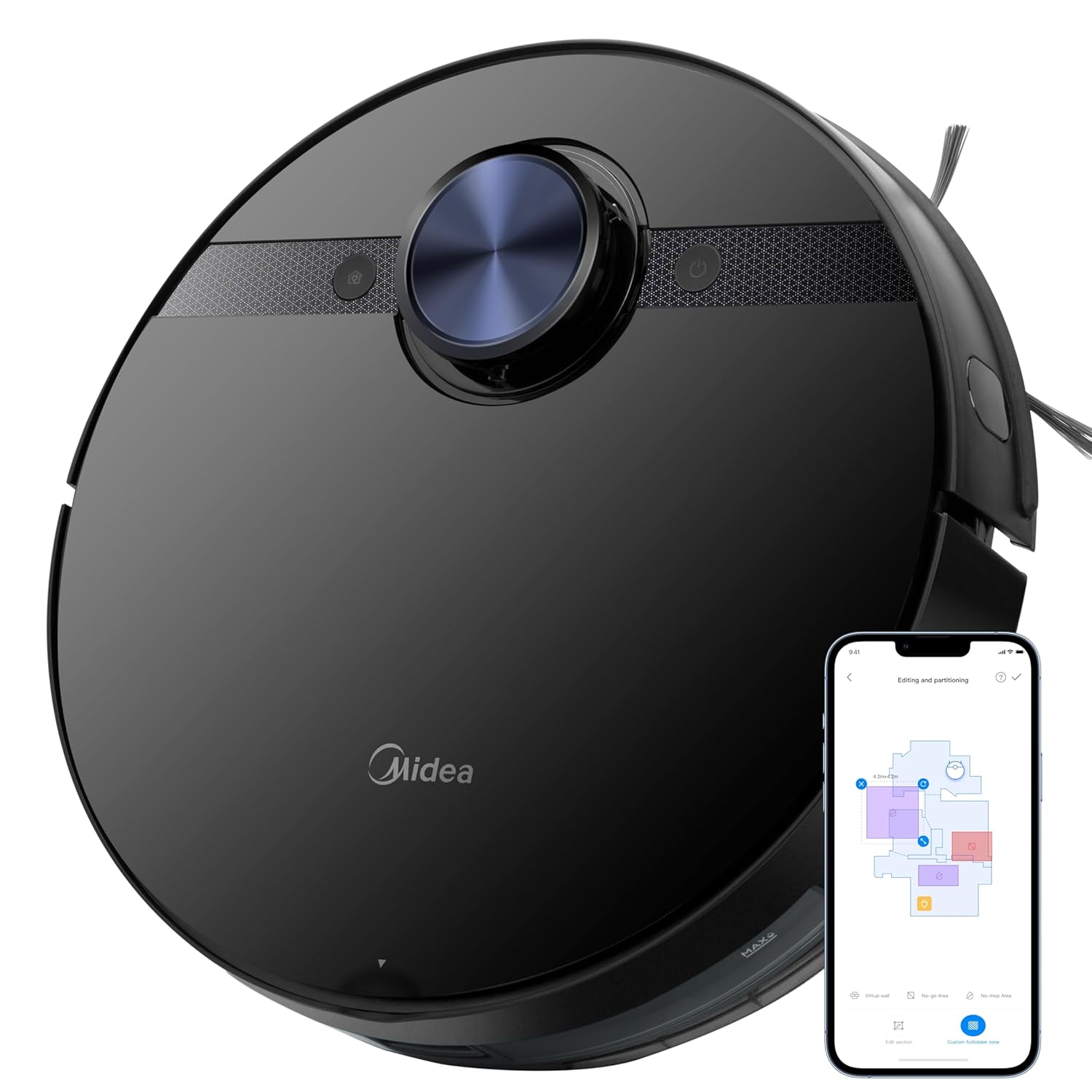 Midea M7 Evo Robotic Vacuum Cleaner | 8000Pa Suction| BLDC Motor | Wet & Dry| 5200 mAH |30 Set of sensors | WiFi & Alexa Control