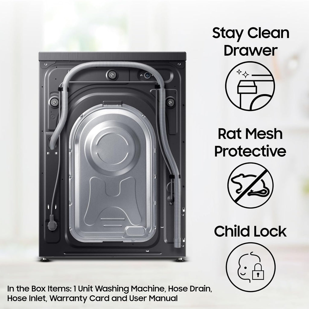 Samsung 8 kg, 5 star, Eco Bubble Technology, AI Control, Wi-Fi, Fully-Automatic Front Load Washing Machine (WW80T504DAB1TL,)