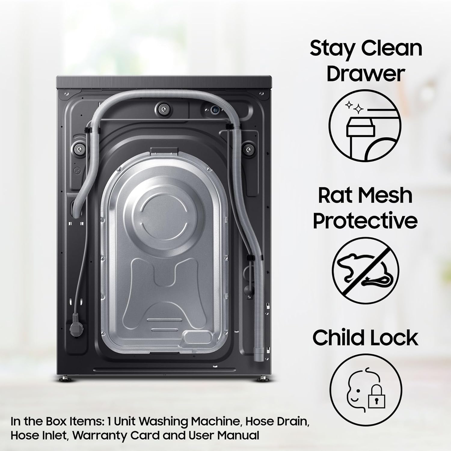 Samsung 8 kg, 5 star, Eco Bubble Technology, AI Control, Wi-Fi, Fully-Automatic Front Load Washing Machine (WW80T504DAB1TL,)