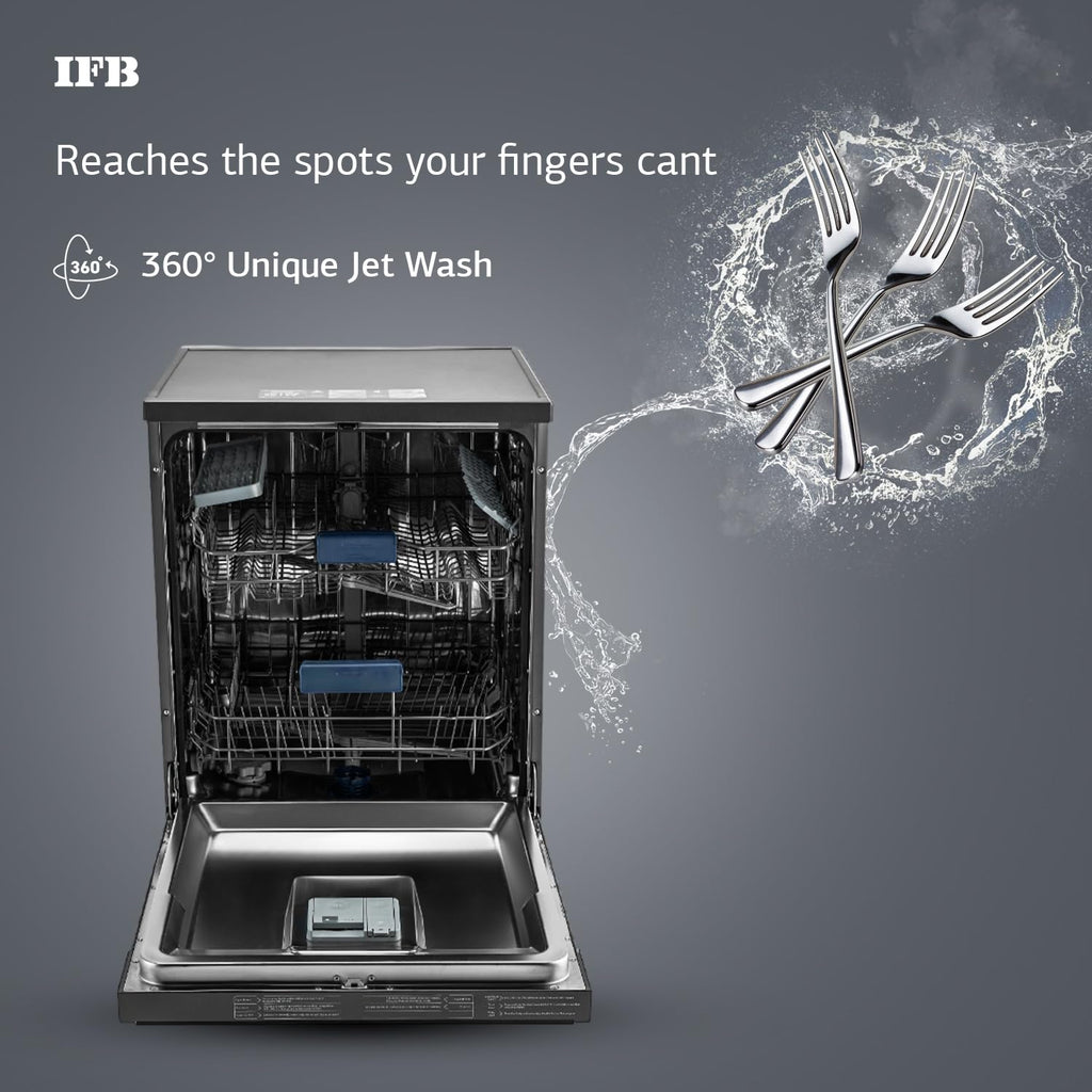 IFB 14 Place Settings with DeepClean® Technology Freestanding Dishwasher (Neptune VX14, Inox Grey, 70° Hot Water Wash with Hygienic Steam Drying)
