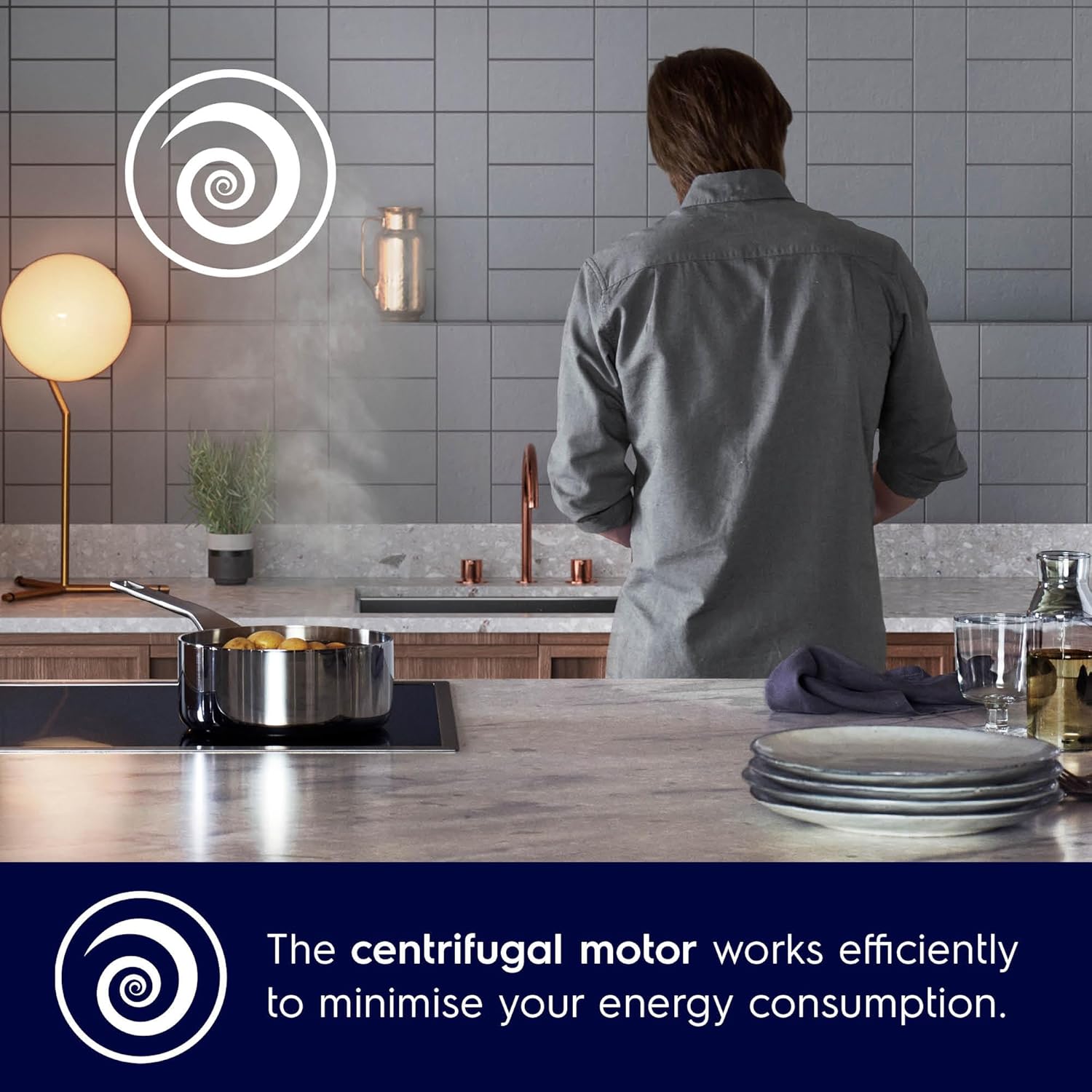 Electrolux 90cm T-Box Chimney for up to 210 sqft Kitchen, UltimateTaste 500, Black, ECT9623B