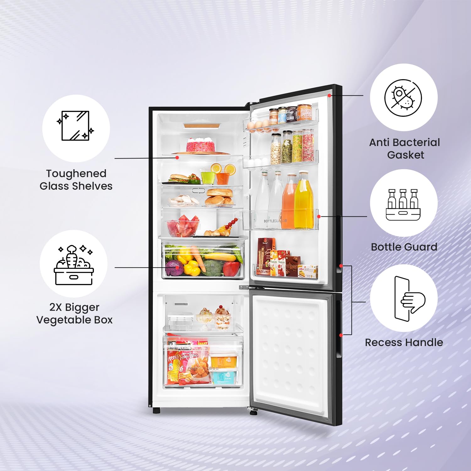 Haier 237 L, 3 Star, 8 In 1 Convertible, Twin Inverter Technology, Bottom Mounted Frost Free Double Door Refrigerator (HEB-243GB-P, GE Black)