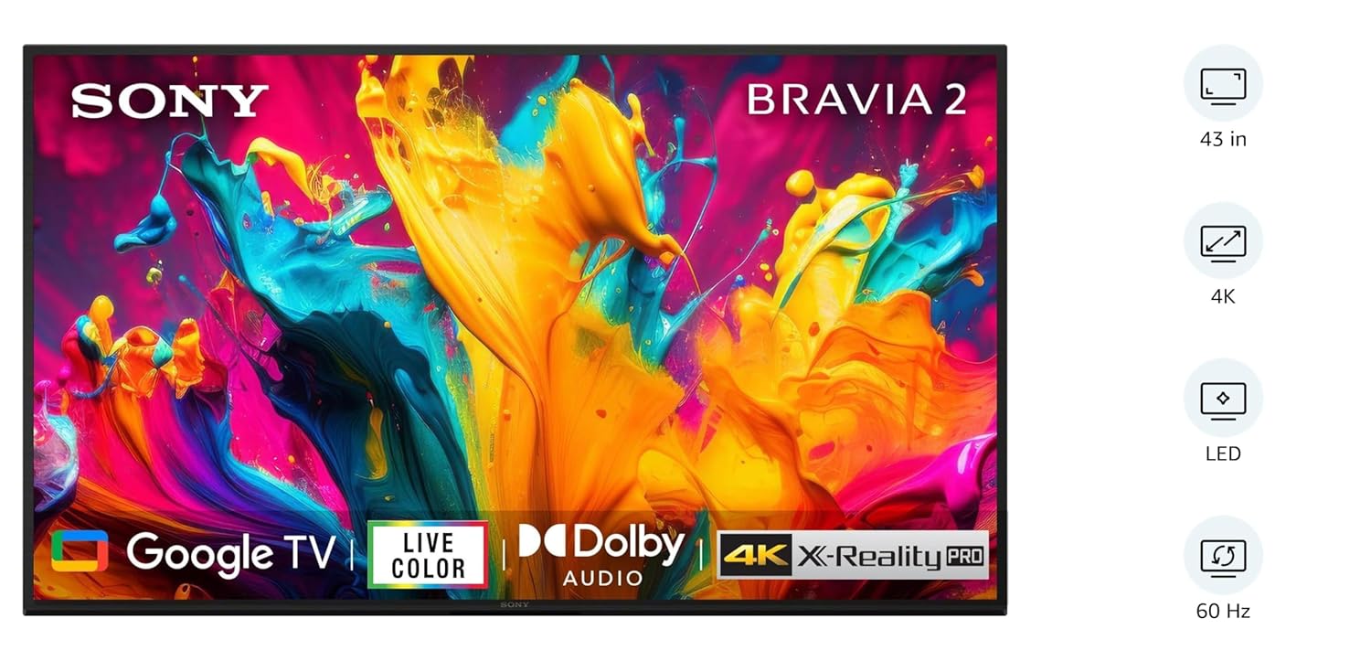 Sony BRAVIA 2 Series 108 cm (43 inches) 4K Ultra HD Smart LED Google TV K-43S20B (Black)