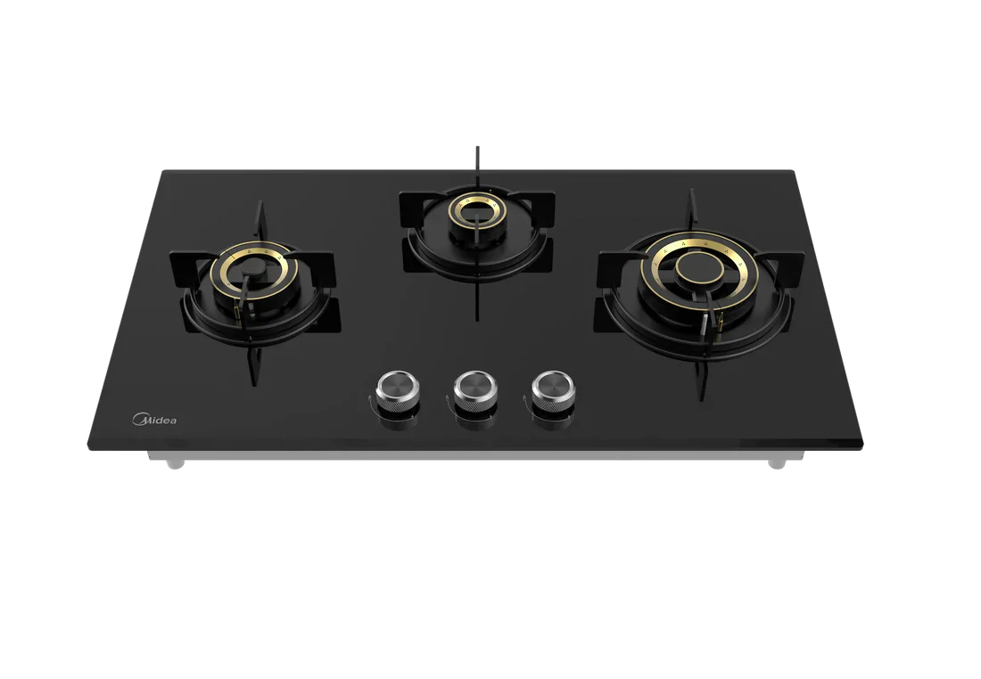 Midea Kitchen Built in Hob Semi Brass Series 3 Burner, Flame Failure Device, Auto Ignition MG75GT503CTD134B-IN