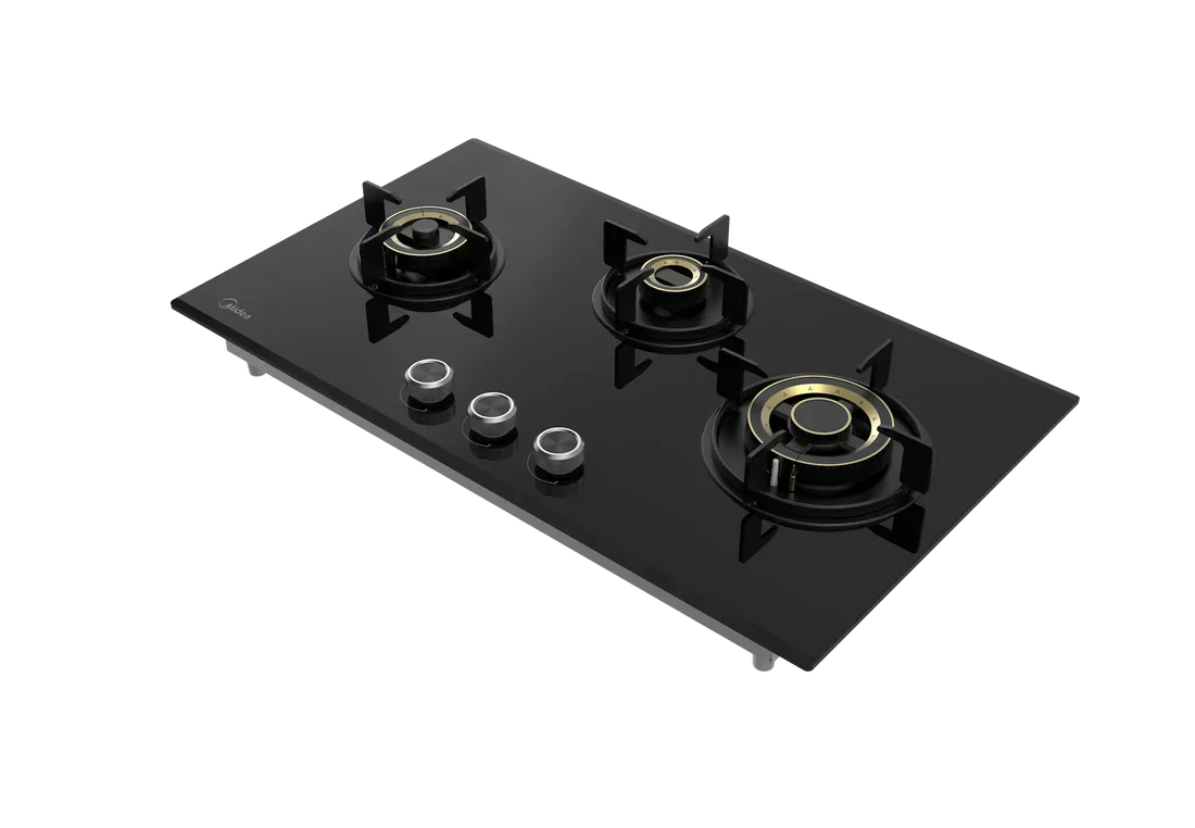 Midea Kitchen Built in Hob Semi Brass Series 3 Burner, Flame Failure Device, Auto Ignition MG75GT503CTD134B-IN