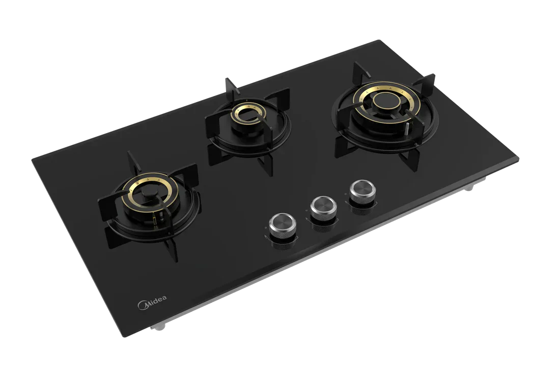 Midea Kitchen Built in Hob Semi Brass Series 3 Burner, Flame Failure Device, Auto Ignition MG75GT503CTD134B-IN
