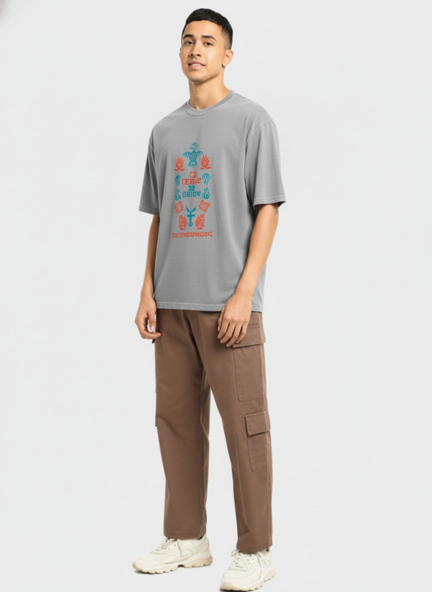 Men Oversized Cotton Tribal T-Shirt