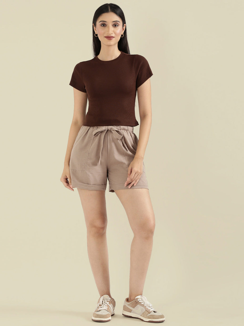 Rib Cotton Round Neck Crop Top