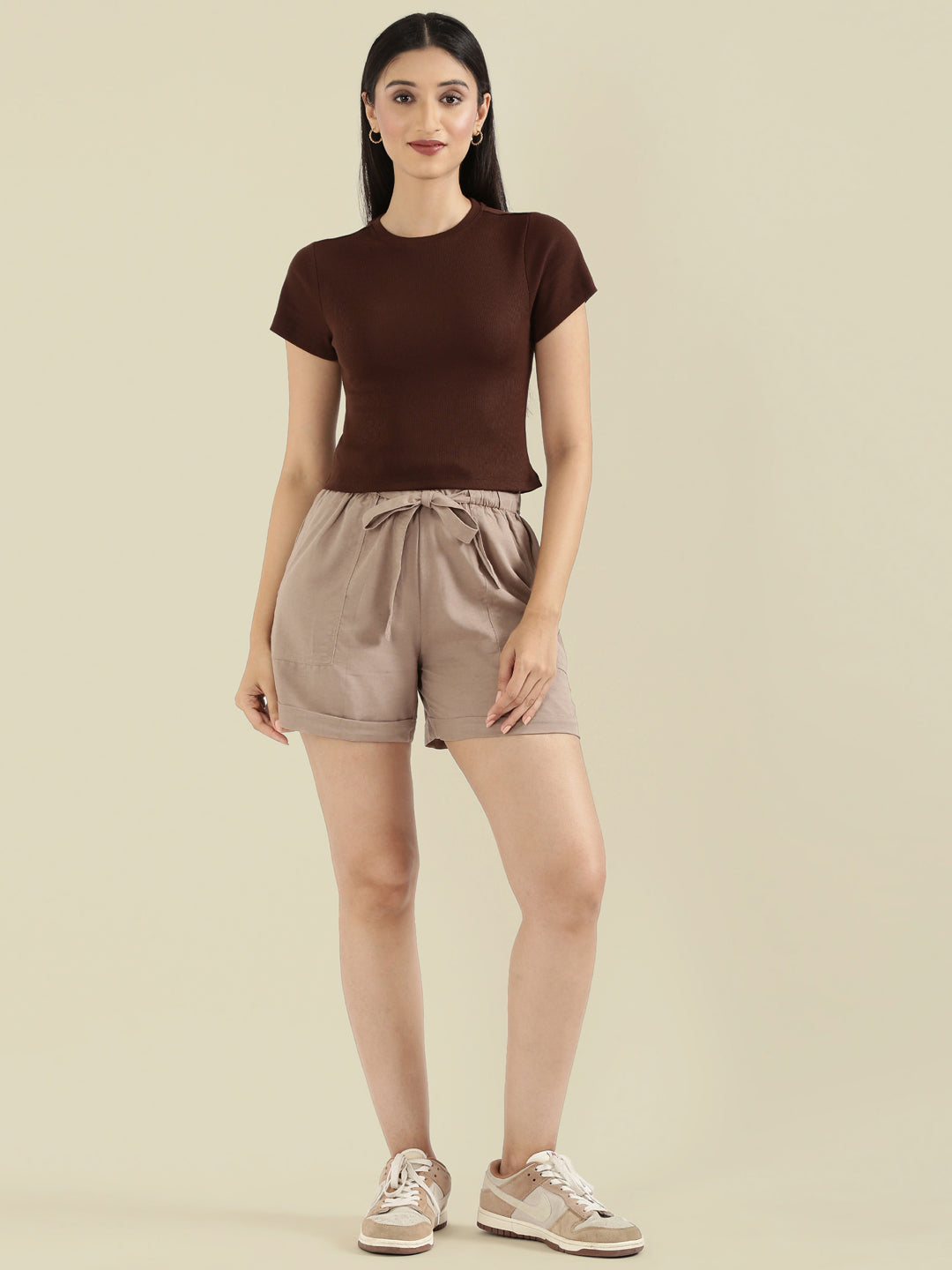 Rib Cotton Round Neck Crop Top