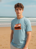 Men Cotton Ice Blue T-Shirt