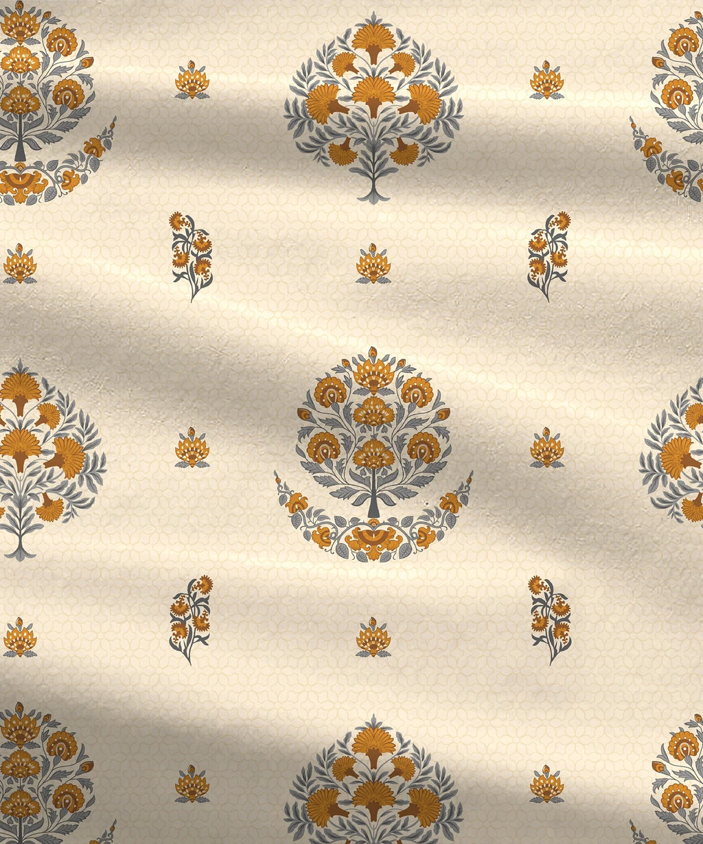 Home Essential Royal Bloom Queen Bedsheet Set, Lindon Grey| 144TC Cotton| 2 Pillow Covers