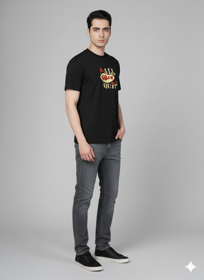 Men Cotton Black Printed Tshirt