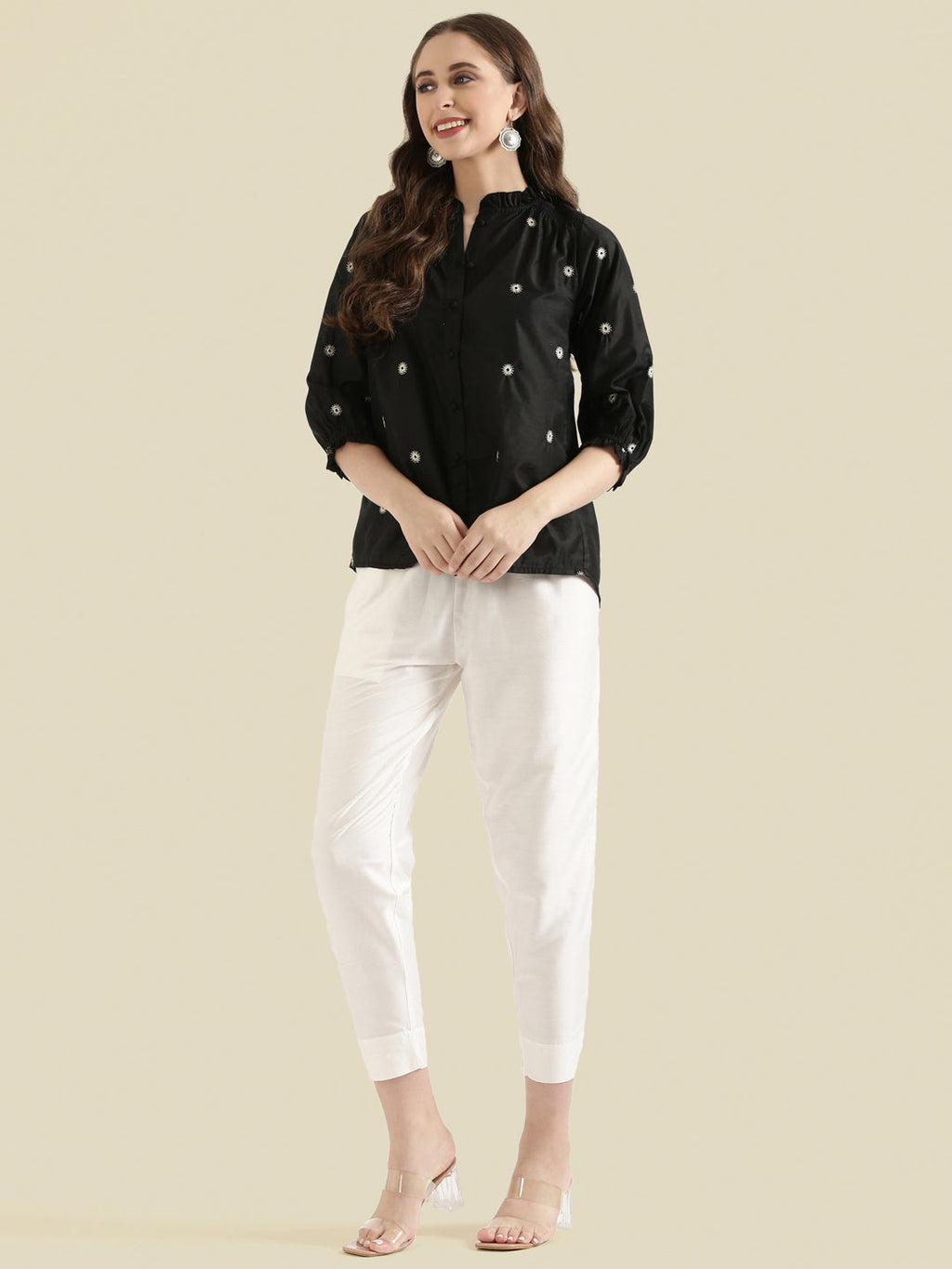 Viscose Zari Embroidery Frill Collar Festive Blouse