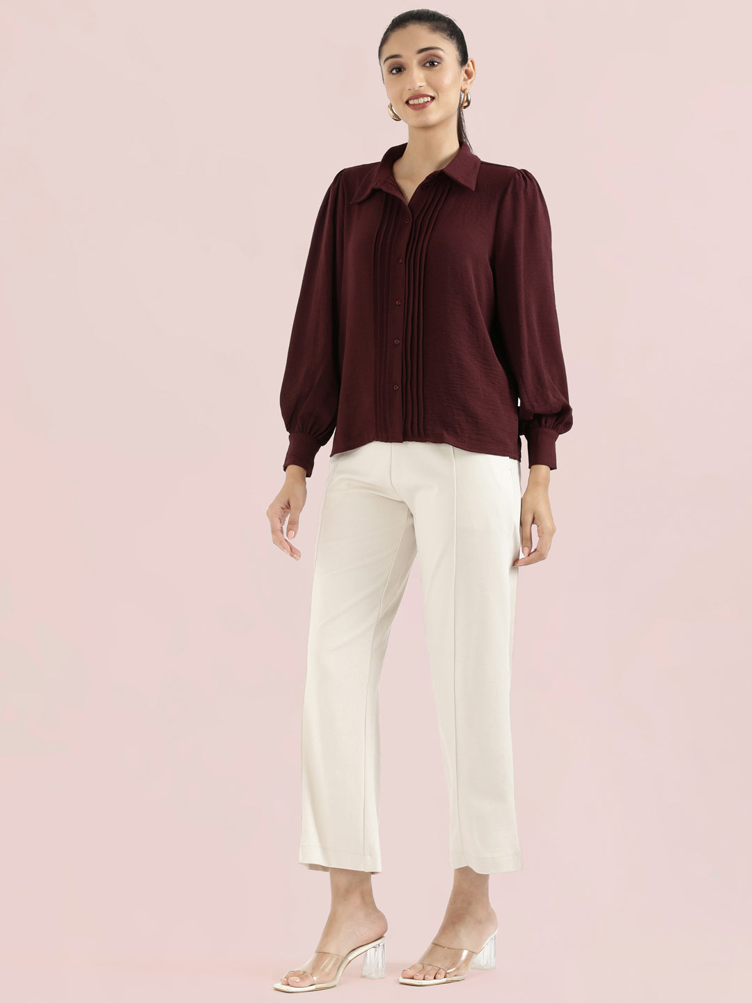 Hammered Classic Collar Pintuck Shirt