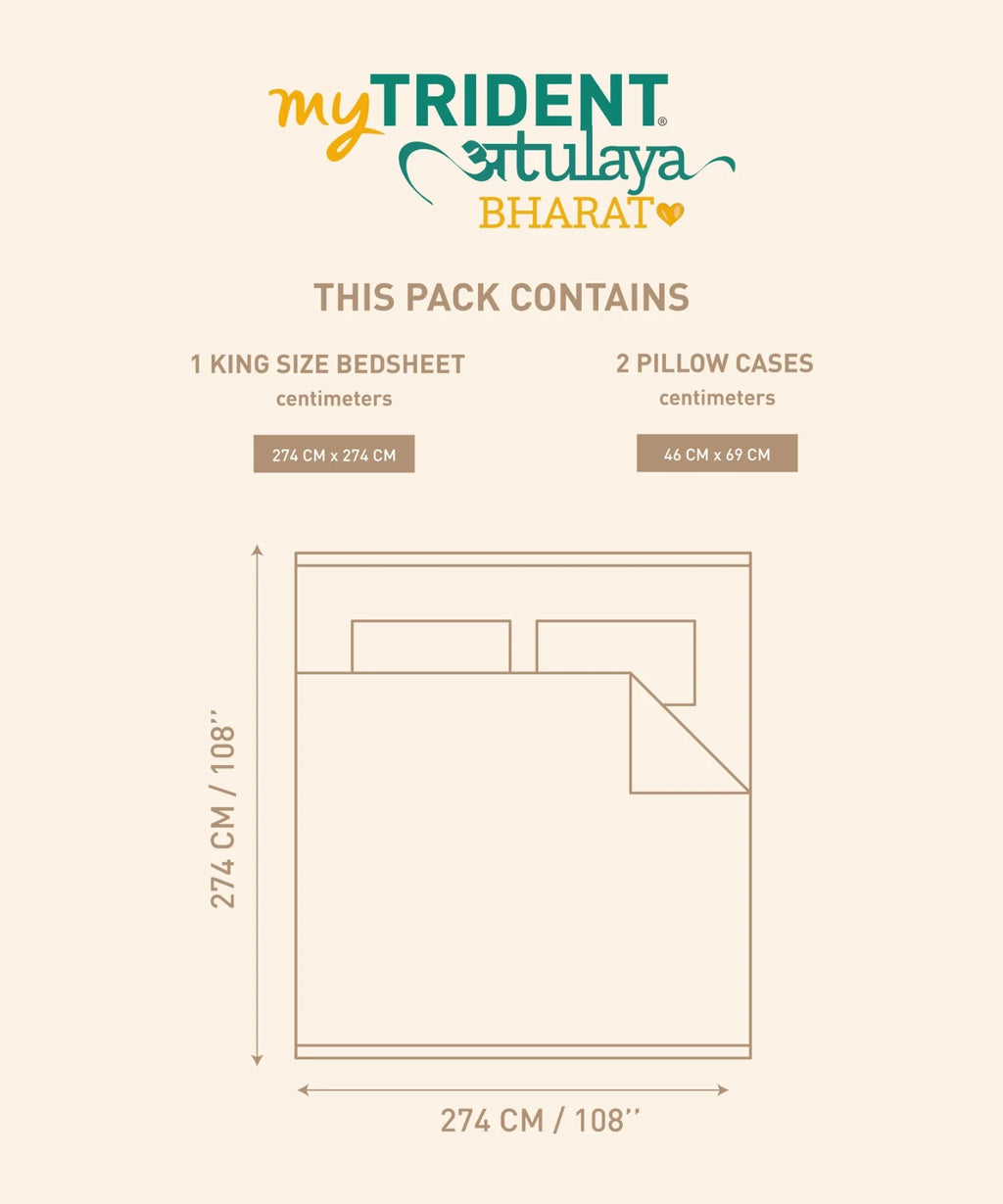 Atulaya Bharat King Bedsheet Set, Surya Nagri|144 TC Cotton|2 Pillow Covers
