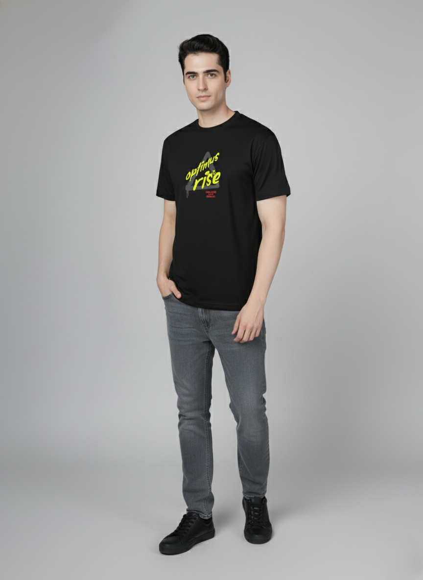 Men Cotton Black Printed Tshirt