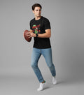 Men Printed Black Cotton Tshirt