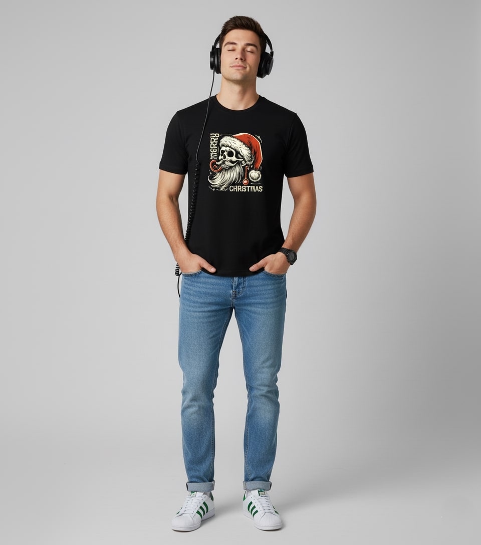 Men Printed Black Cotton Tshirt