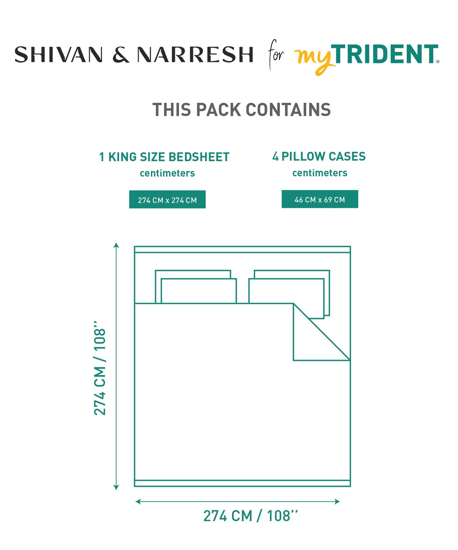 Shivan & Narresh King Bedsheet Set, Jaiscape |400TC Cotton|4 pillow covers
