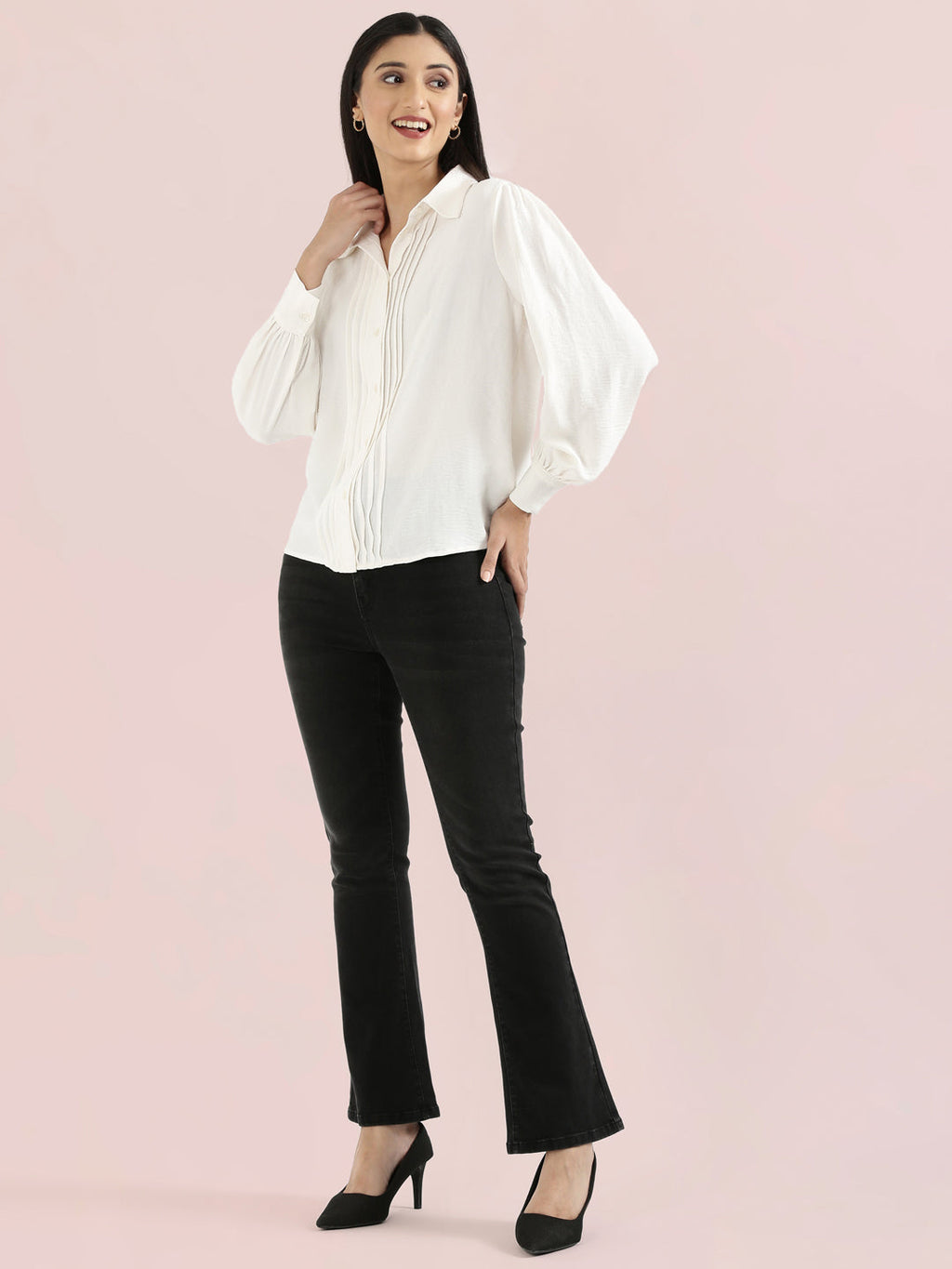 Hammered Classic Collar Pintuck Shirt