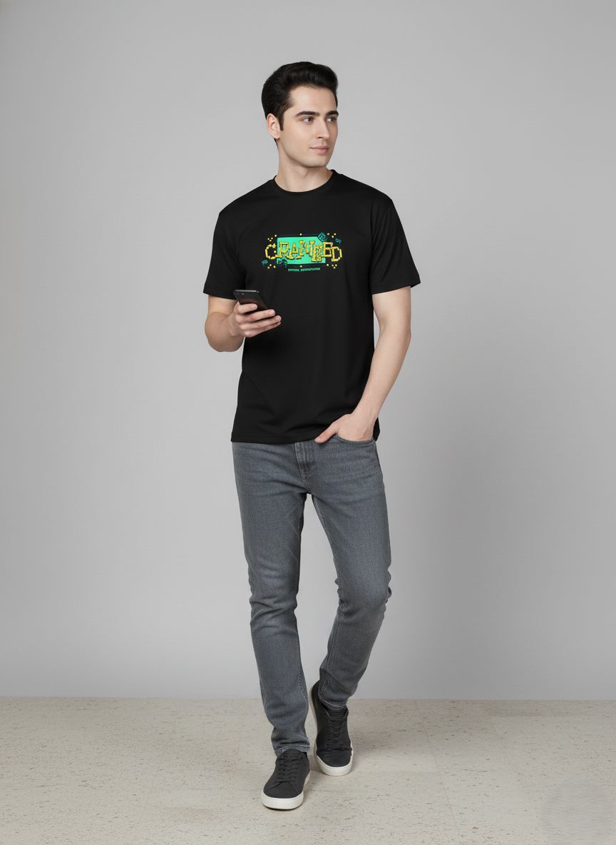 Men Cotton Black Printed Tshirt