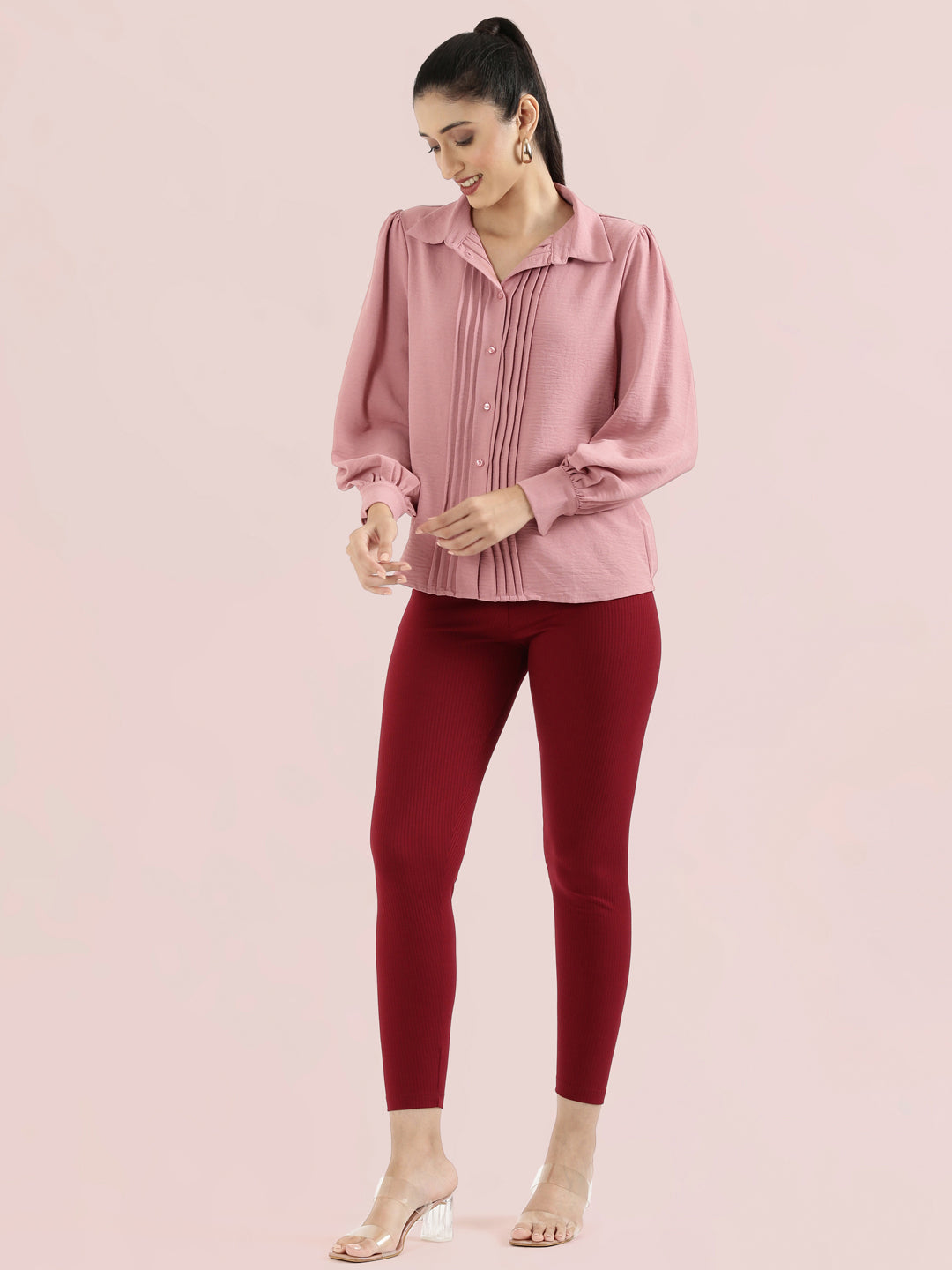 Hammered Classic Collar Pintuck Shirt