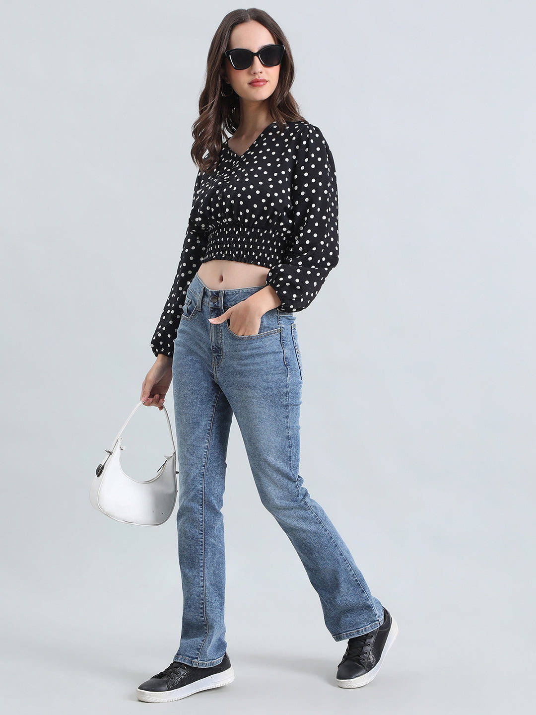 Hammered V-Neck Crop Top