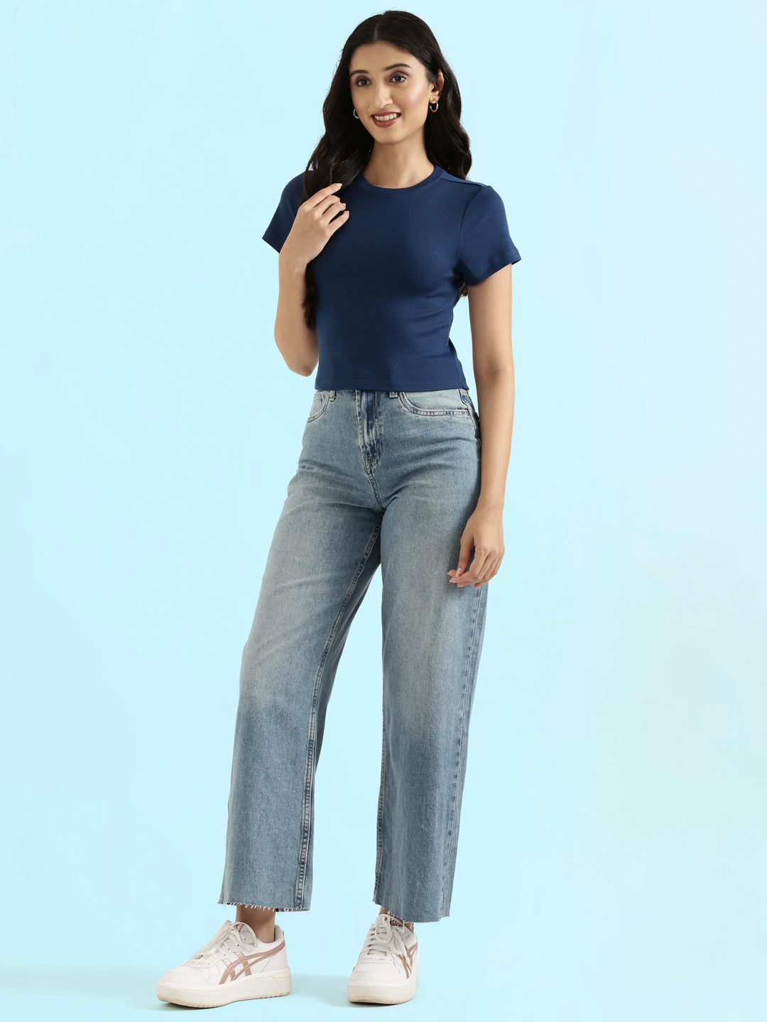 Rib Cotton Round Neck Crop Top