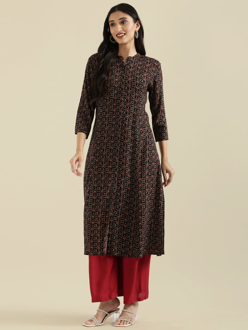 Viscose Ajrakh Print A-Line Kurta