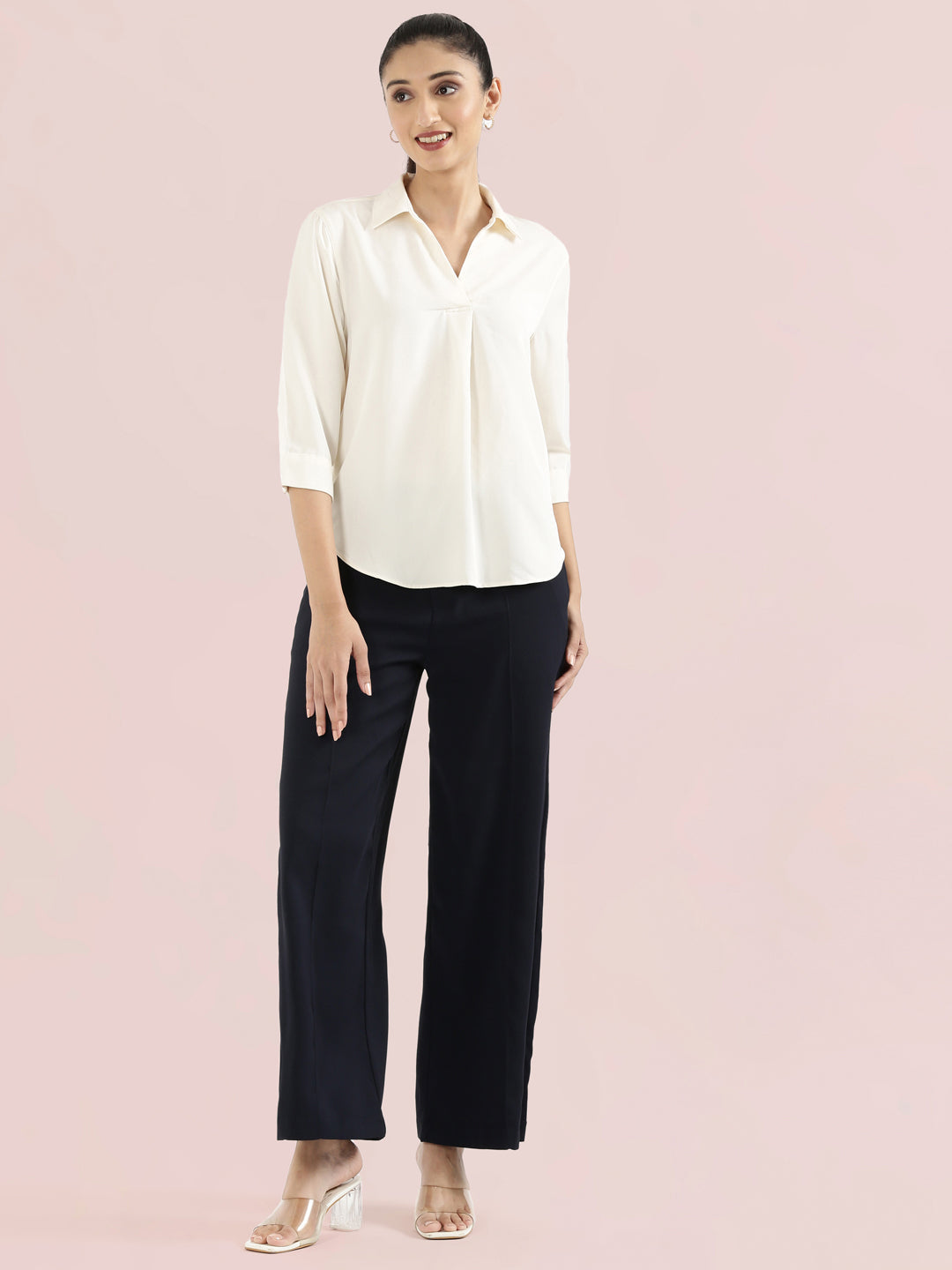 Rayon Polo Collar Top