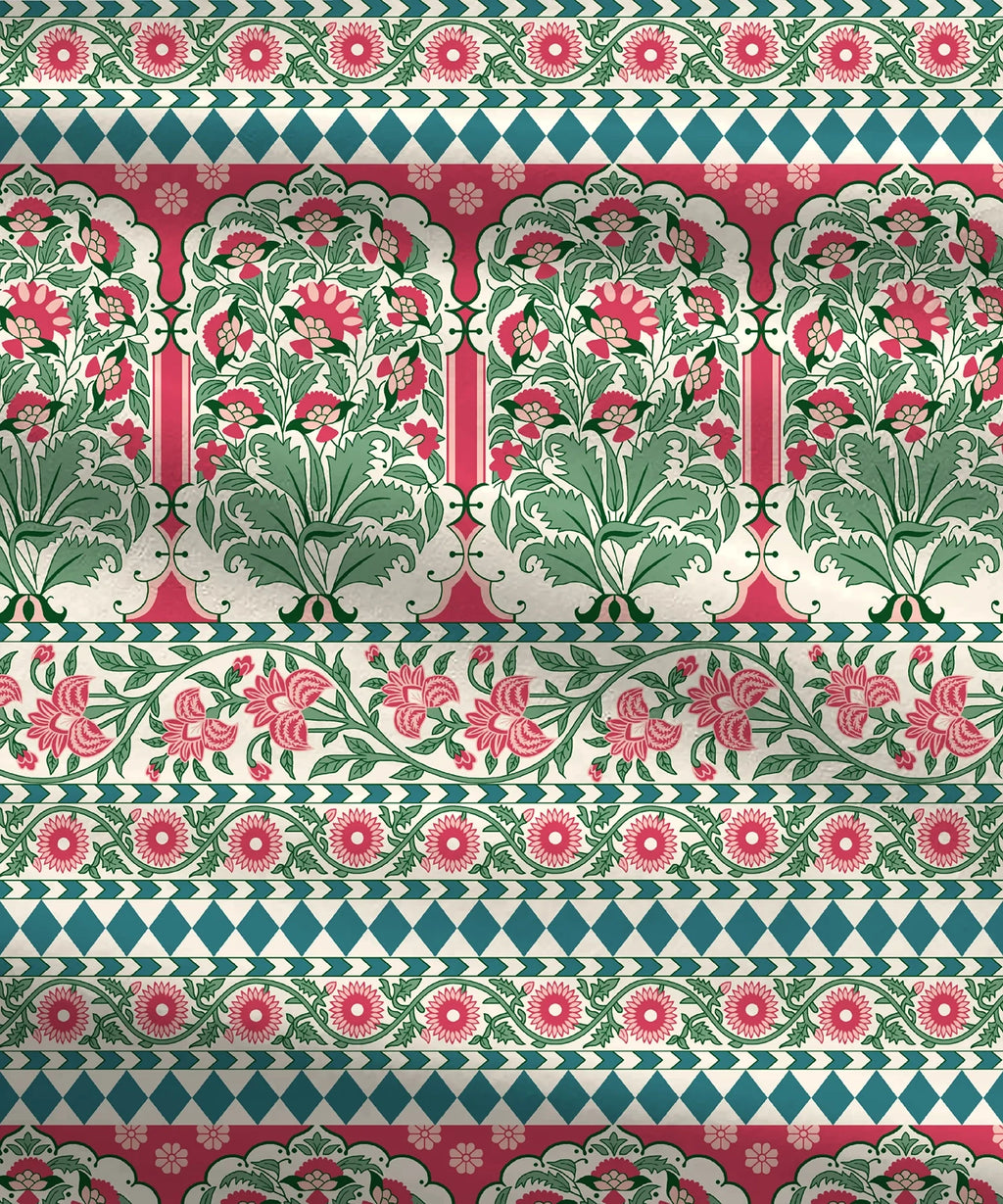 Home Essential Royal Bloom Queen Bedsheet Set, Rosario Teal| 144TC Cotton| 2 Pillow Covers