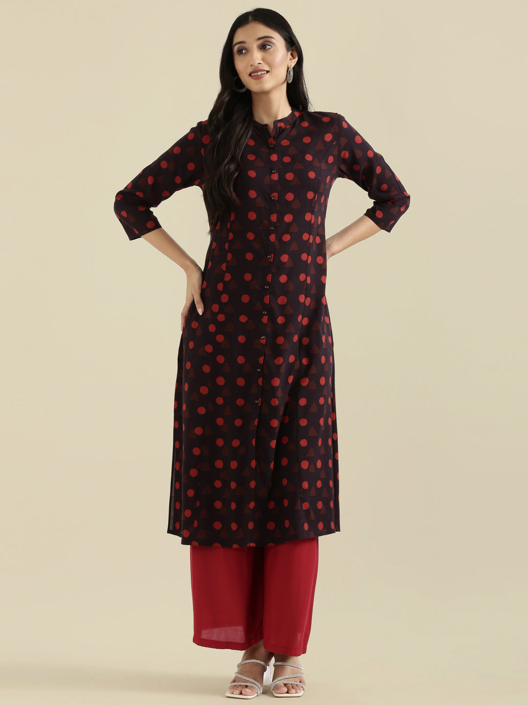 Viscose Geometric Print A-Line Kurta