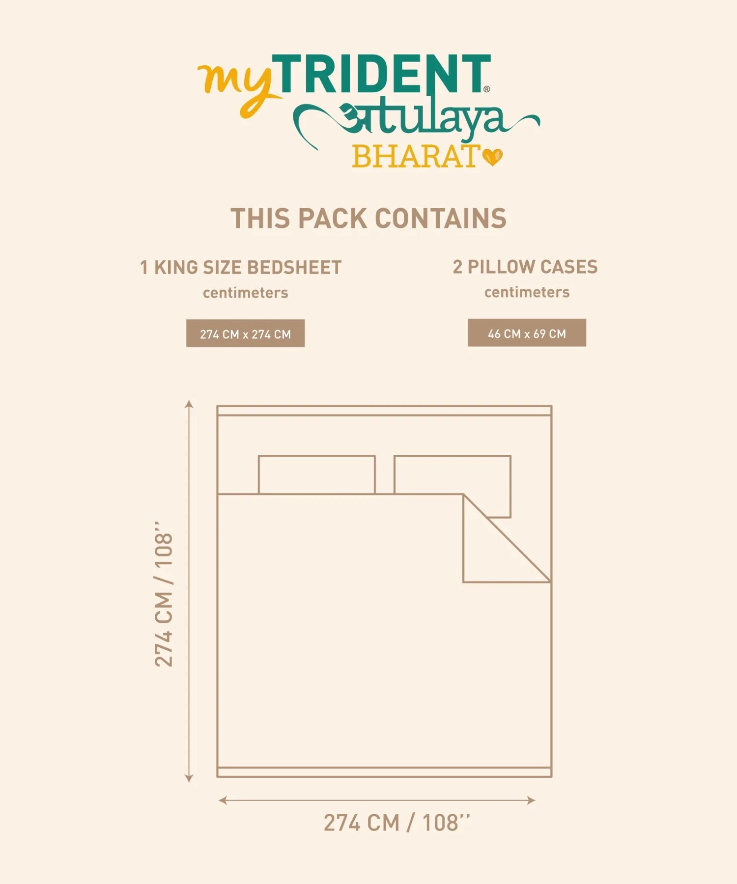 Atulaya Bharat King Bedsheet Set, Namma Bengaluru|144 TC Cotton|2 Pillow Covers