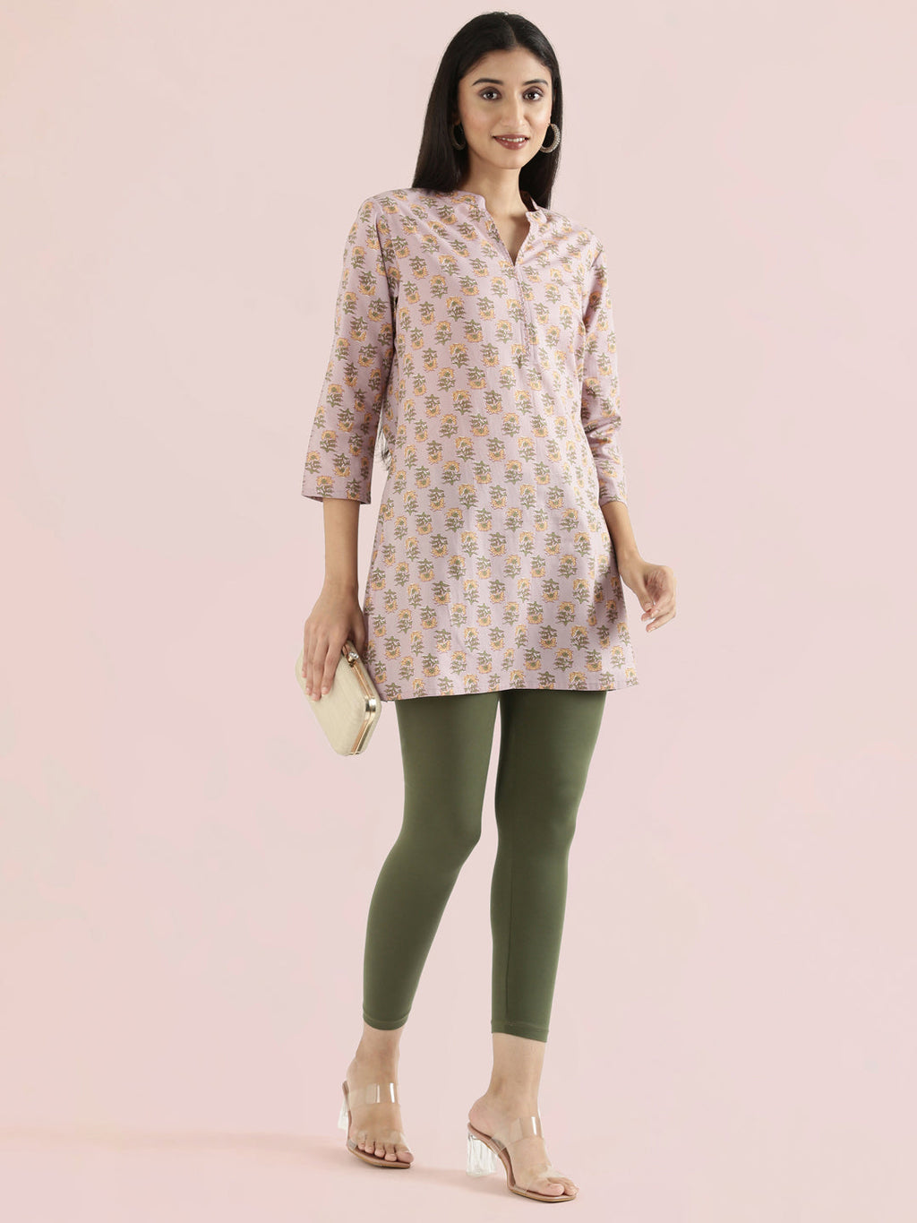 Cotton Sunflower Block Print Short Kurti