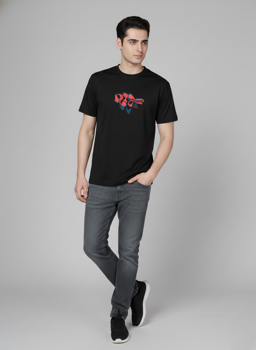 Men Cotton Black Printed Tshirt