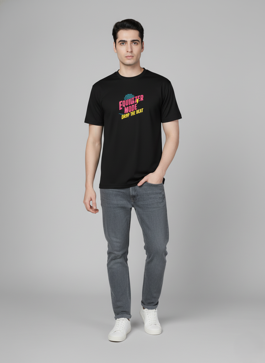 Men Cotton Black Printed Tshirt