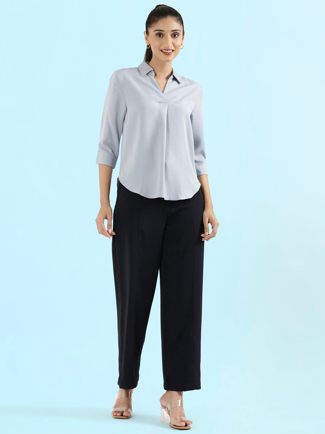 Rayon Polo Collar Top
