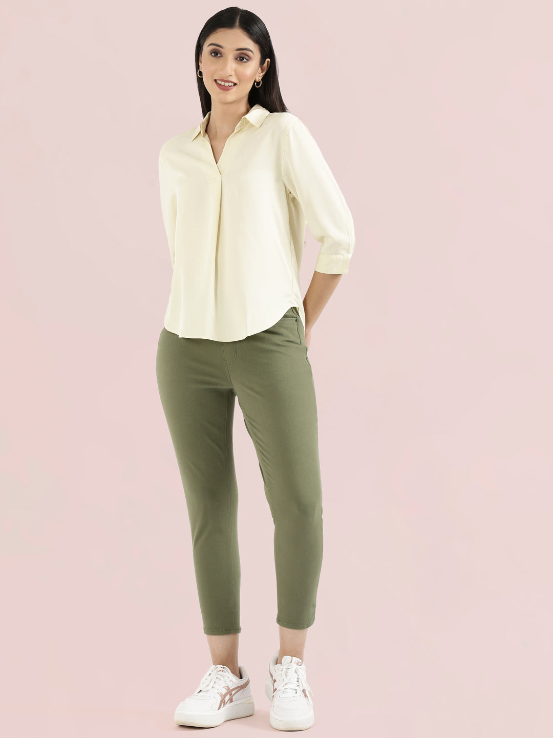 Rayon Polo Collar Top