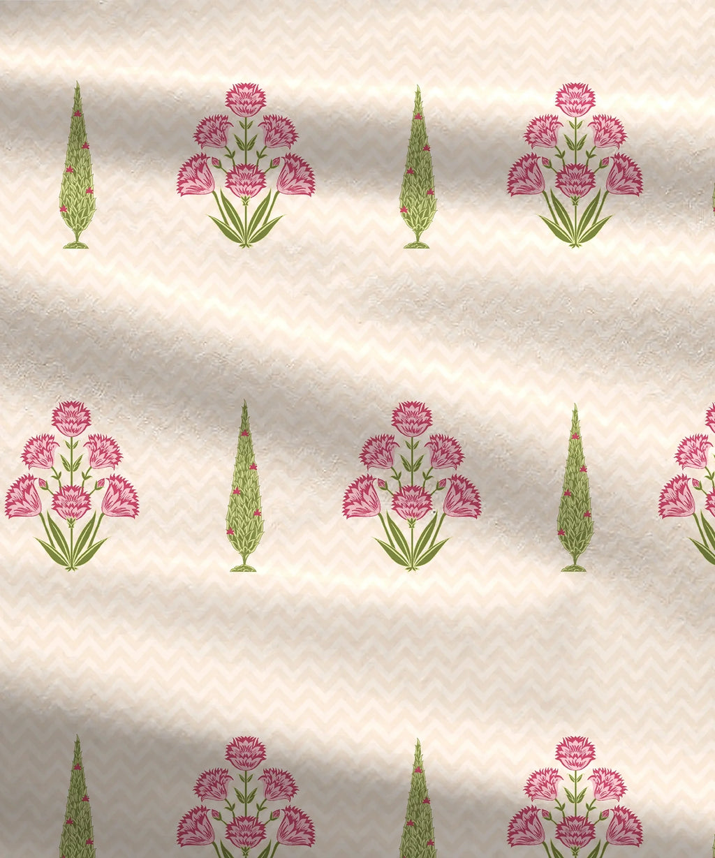 Home Essential Royal Bloom Queen Bedsheet Set, Raya Pink| 144TC Cotton| 2 Pillow Covers