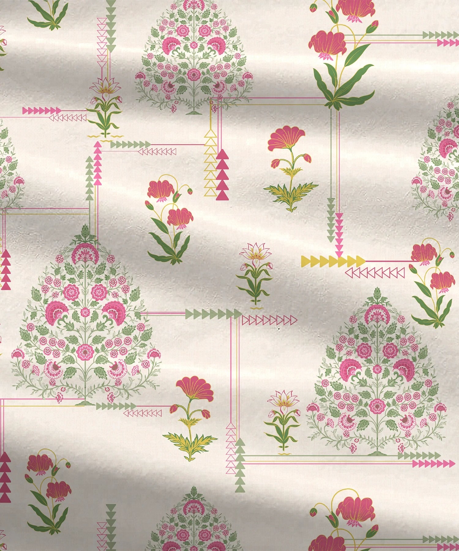 Home Essential Royal Bloom Queen Bedsheet Set, Gilded Dream Pink| 144TC Cotton| 2 Pillow Covers