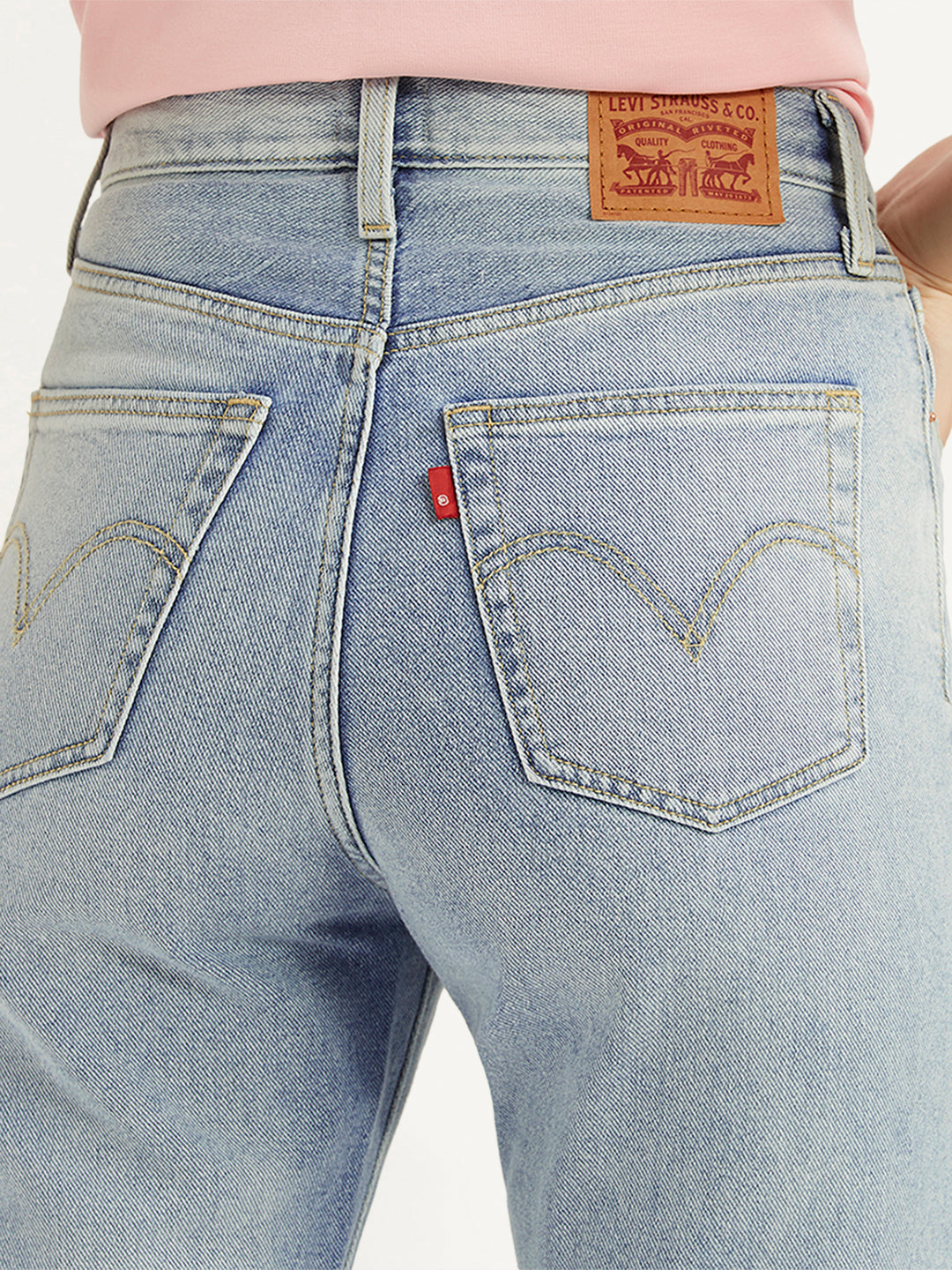 Women's Light Blue Ribcage Cropped Bootcut Fit High Rise Jeans